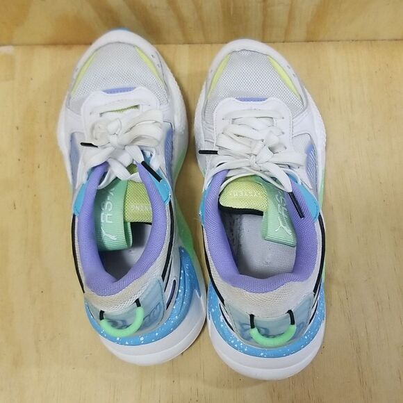 Puma RS-X Airbrush Jr White/Blue/Yellow/Elektro Green Mens sz 6.5 , Wmn's sz 8 - Picture 5 of 8